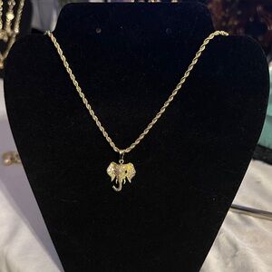 Gold Elephant Pendant Necklace